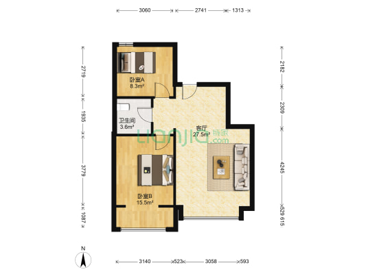 东城景苑 2室1厅1卫 73平方