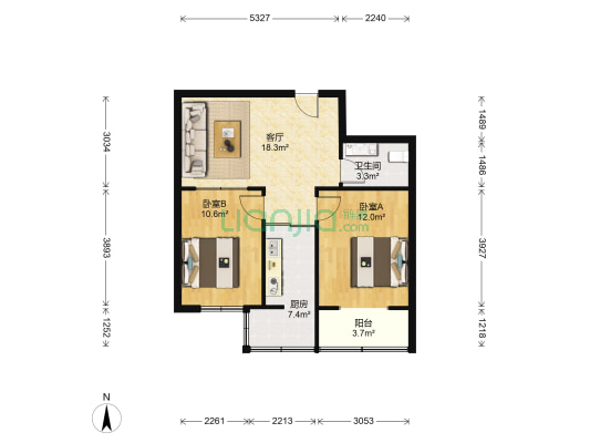 黄河厂38街坊 2室1厅1卫 63平方