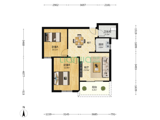 惠景新村 2室1厅1卫 76平方