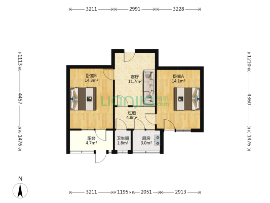 化机厂家属楼 2室1厅1卫 72平方