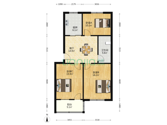 范公堤路32号 3室1厅1卫 89平方