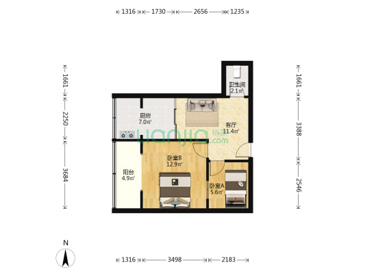 昌仁里小区 2室1厅1卫 55平方