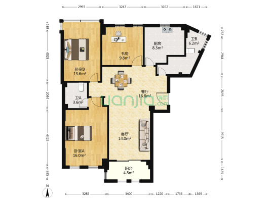 赛格特东城名苑 3室2厅2卫 123平方