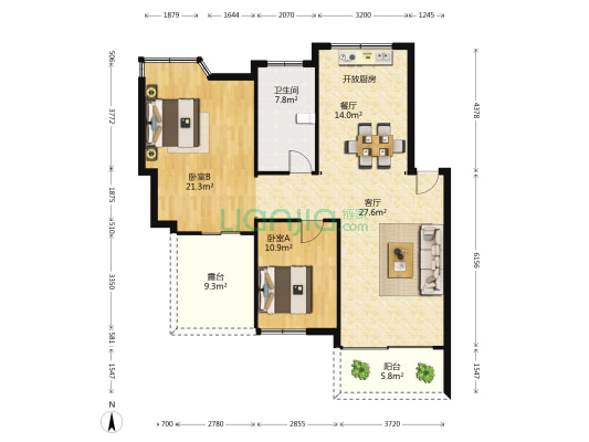 尊贵丽景家园 2室2厅1卫 101平方