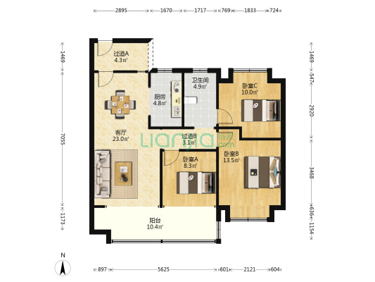 碧桂园·未来星荟 3室1厅1卫 109平方