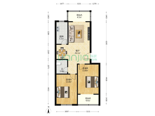 油泵厂家属楼 2室1厅1卫 93平方