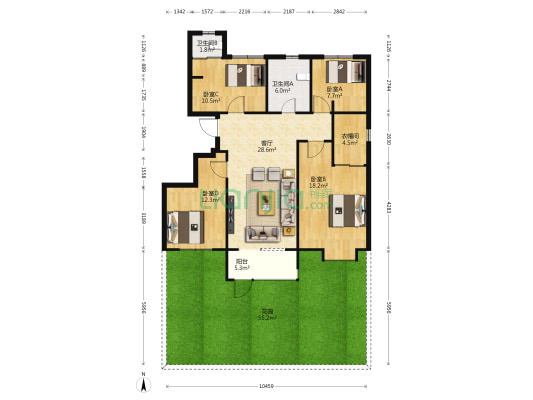 中节能朗庭 4室1厅2卫 118平方
