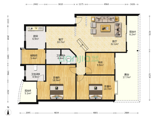 东麓驿境一期 3室2厅2卫 142平方