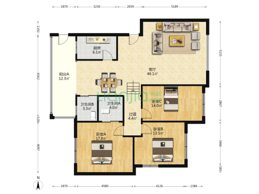 馨福苑 3室1厅2卫 130平方