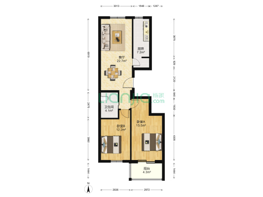 北蜂窝路5号院 2室1厅1卫 92平方