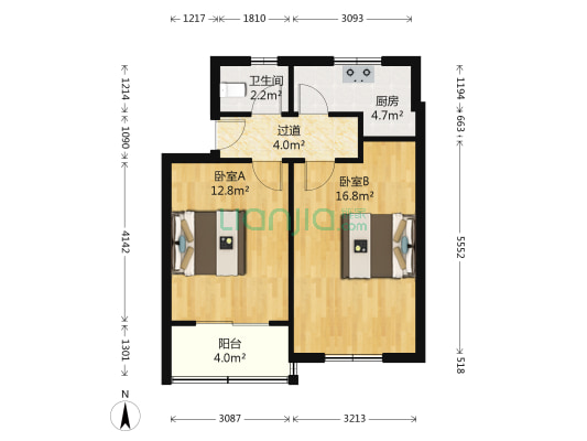 南辛庄西路253号 2室0厅1卫 54平方