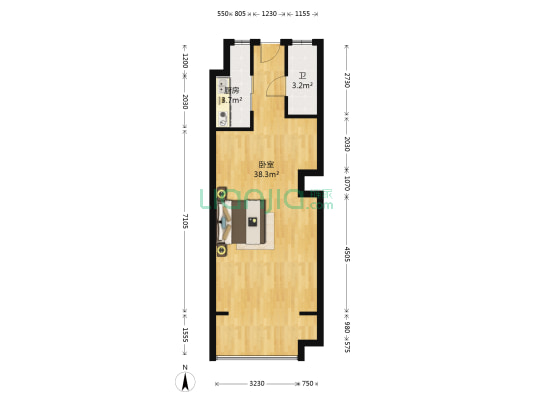 苏豪国际大厦 1室0厅1卫 72平方