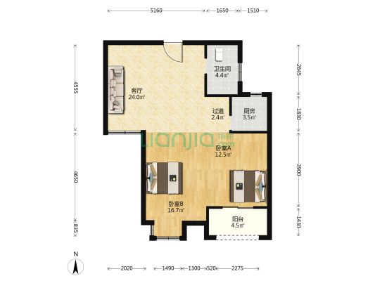 九龙家苑四期 2室1厅1卫 85平方