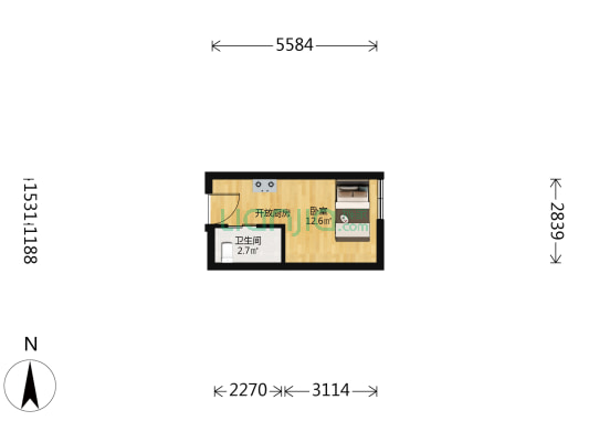 金沙奥特莱斯广场 1室0厅1卫 26平方