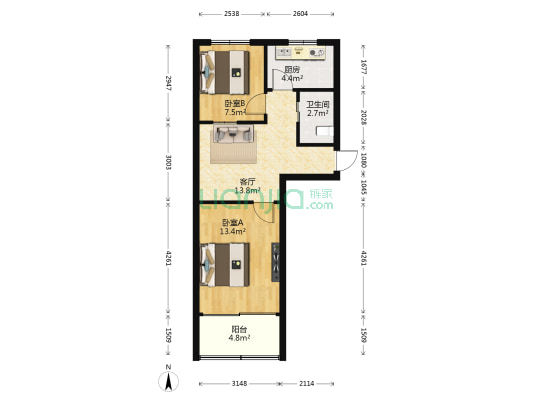 近江家园六园 2室1厅1卫 52平方