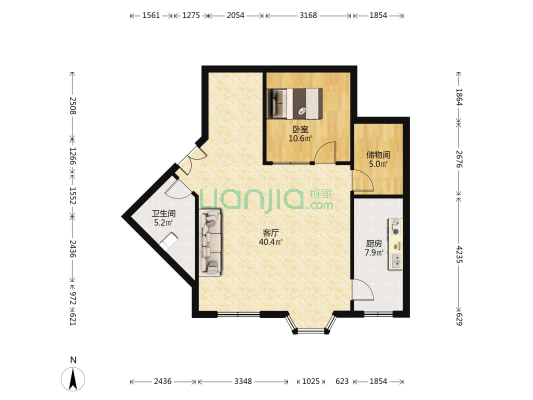 宇阳公寓 1室1厅1卫 89平方