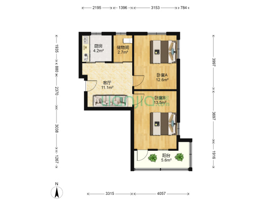 化肥新村 2室1厅0卫 56平方