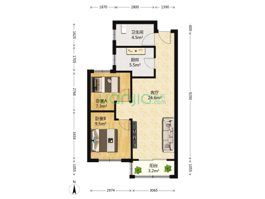和谐佳苑四区 2室1厅1卫 78平方