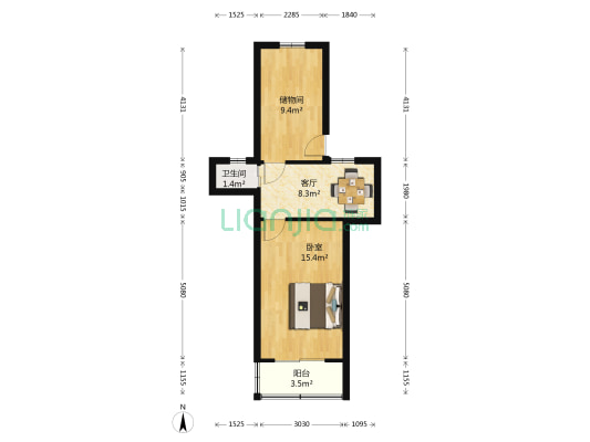肚带营小区 1室1厅1卫 41平方