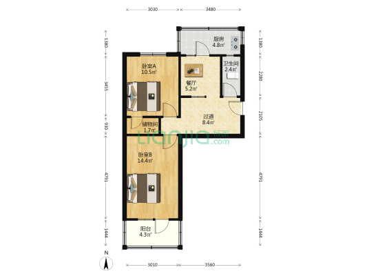 交兴楼 2室1厅1卫 65平方