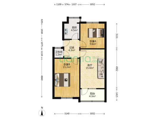 伊河路148 2室1厅1卫 62平方