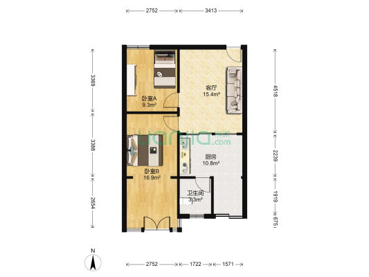 营康巷32号 2室1厅1卫 70平方