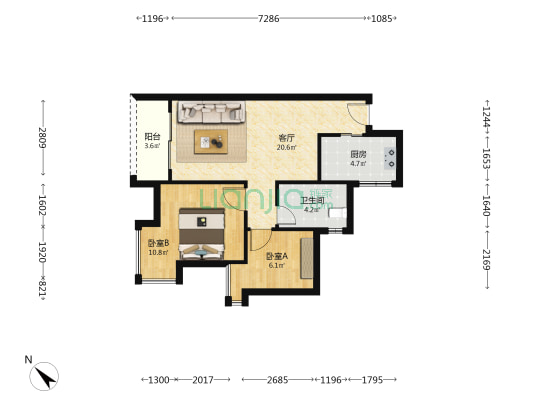 润樾山 2室1厅1卫 66平方