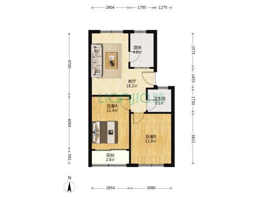 东海阳光苑 2室1厅1卫 66平方