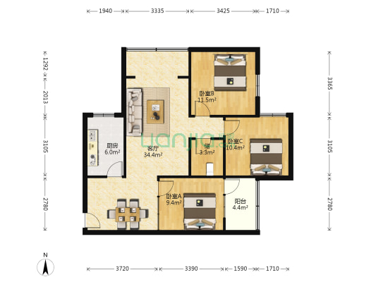 武阳西路118号 3室1厅0卫 98平方