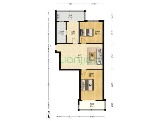 丛台路296号院 2室1厅1卫 80平方
