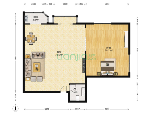 田地大厦 1室1厅1卫 149平方