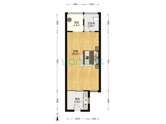 欣冠领海天域 1室0厅1卫 61平方