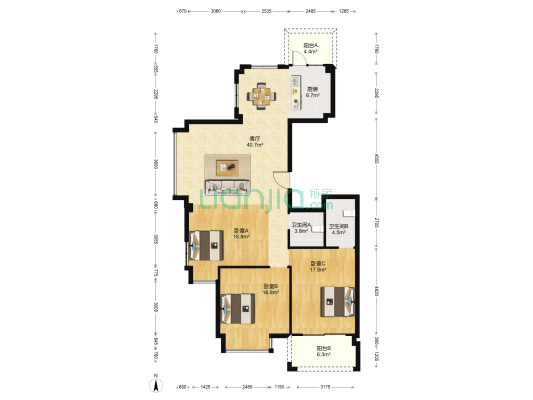 嘉宁景园 3室1厅2卫 150平方