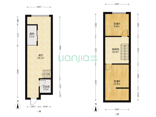 甲壳虫 2室1厅1卫 39平方