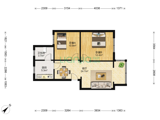 水电七局二分局 2室1厅1卫 70平方