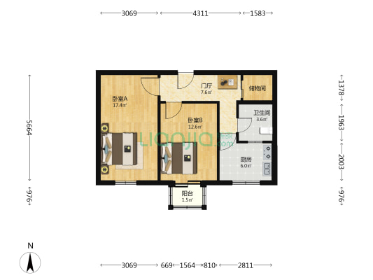 东四西大街 2室0厅1卫 67平方