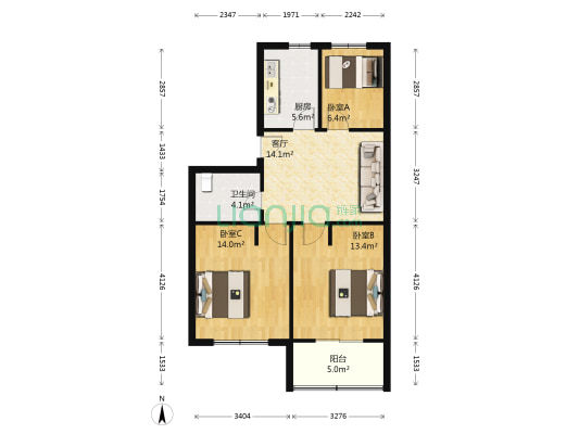 春馨园A区 3室1厅1卫 80平方