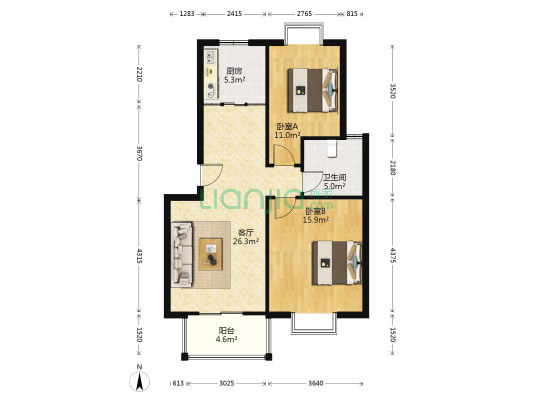 奇祥苑小区 2室1厅1卫 84平方