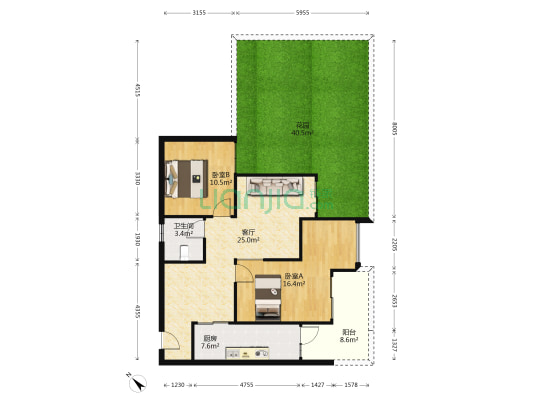 华宇广场 2室1厅1卫 76平方