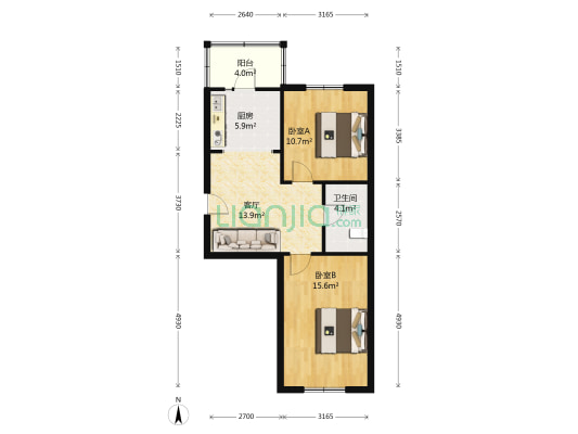 城建局综合楼 2室1厅1卫 69平方