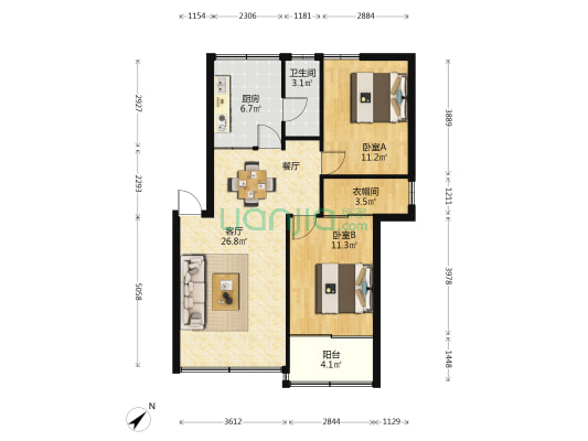柠溪花园 2室1厅1卫 79平方