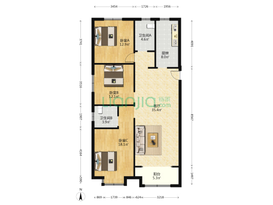 雅致檀香湾 3室1厅2卫 147平方