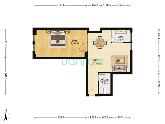 CROSS万象汇 1室1厅1卫 77平方
