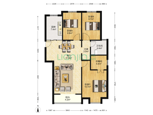 碧水雅苑B2区 3室1厅1卫 122平方
