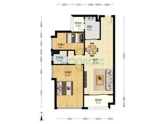 长岗雅苑 2室1厅1卫 83平方