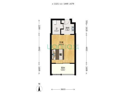 城南公馆 1室0厅1卫 39平方