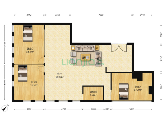 新长江国际 3室1厅0卫 158平方