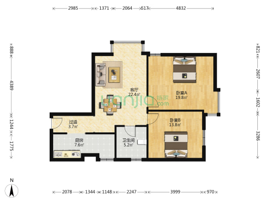 天诚大厦 2室1厅1卫 64平方