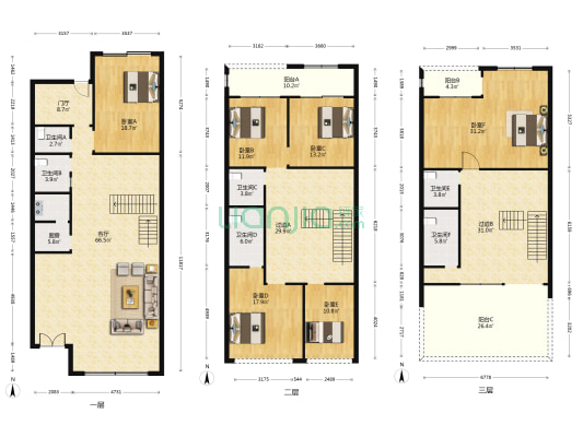 西湖苑水岸香 6室1厅6卫 252平方