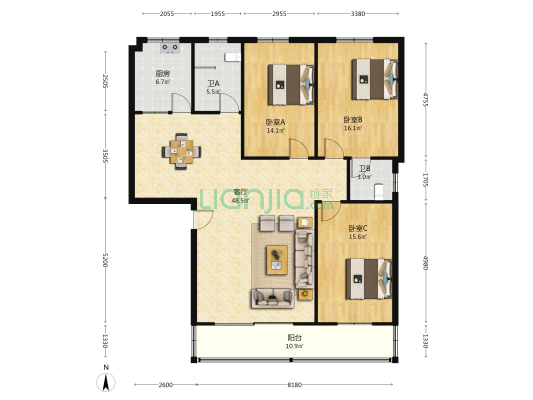 金马巷 3室1厅2卫 142平方